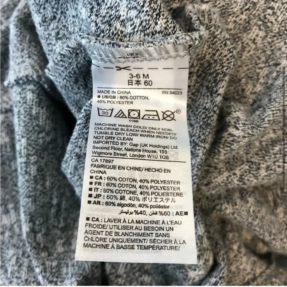 Baby gap grey long sleeve one piece with ruffles